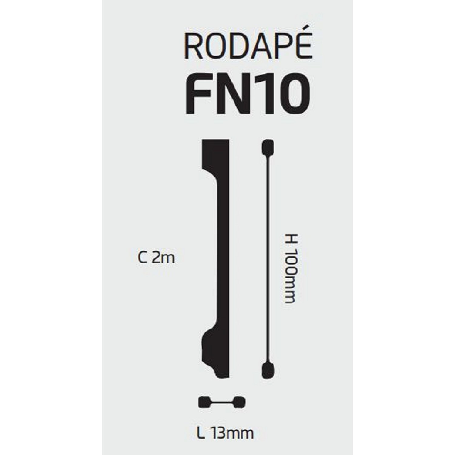 Kit Rodapé de Poliestireno 10cm x 13mm x 2.00m Fn10 com 4 Barras GART - 4