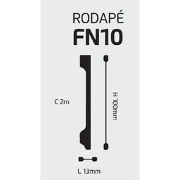 Kit Rodapé de Poliestireno 4 Barras Lisas 10cm x 2,00 Rende 8 Metros Fn10 Gart  - 4