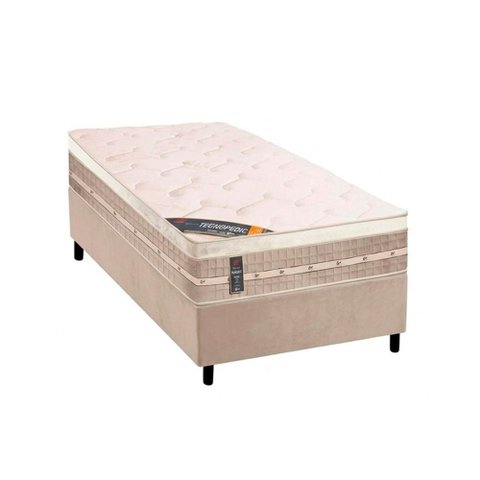 Cama Box Crc Solteiro + Colchão Molas Pocket Castor Premium 88x188