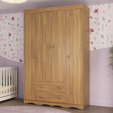 Guarda-roupa Infantil 122cm 4 Portas e 2 Gavetas Realeza Multimóveis Mp4453 Madeirado Madeirado