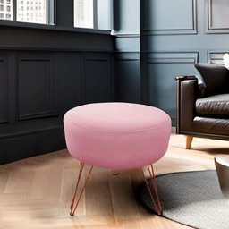 Puff Decorativos Sala Quarto Tunísia Veludo Rose Base Bronze - Star Confort - 2