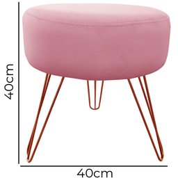 Puff Decorativos Sala Quarto Tunísia Veludo Rose Base Bronze - Star Confort - 5