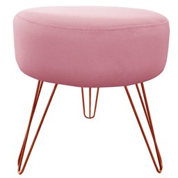 Puff Decorativos Sala Quarto Tunísia Veludo Rose Base Bronze - Star Confort - 1