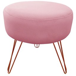 Puff Decorativos Sala Quarto Tunísia Veludo Rose Base Bronze - Star Confort - 3