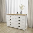 Ver imagem 1 de Cômoda Decorativa 8 Gavetas Madeira Maciça Osiris Branco/freijó - G74 - Gran Belo