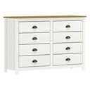 Ver imagem 2 de Cômoda Decorativa 8 Gavetas Madeira Maciça Osiris Branco/freijó - G74 - Gran Belo