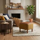 Ver mais imagens de Puff Decorativo Verso 45x51 cm Pes Madeira Linho Color Trend e Courino Tca 219 Tcs 727 Moll