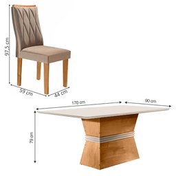 Conjunto Sala de Jantar Mesa Jade 6 Cadeiras Vegas Cel Móveis - 3