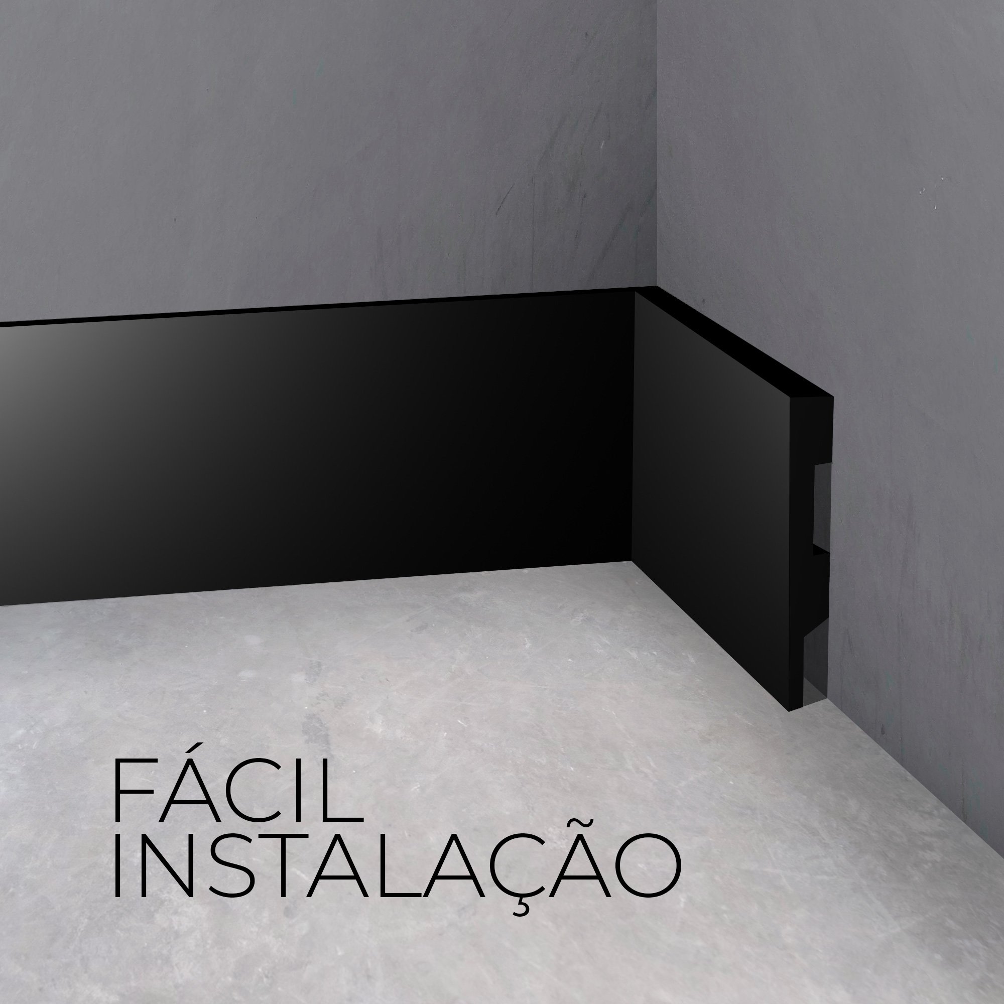 Rodapé Poliestireno 10cm Liso Preto 2m Rm Decor - 3