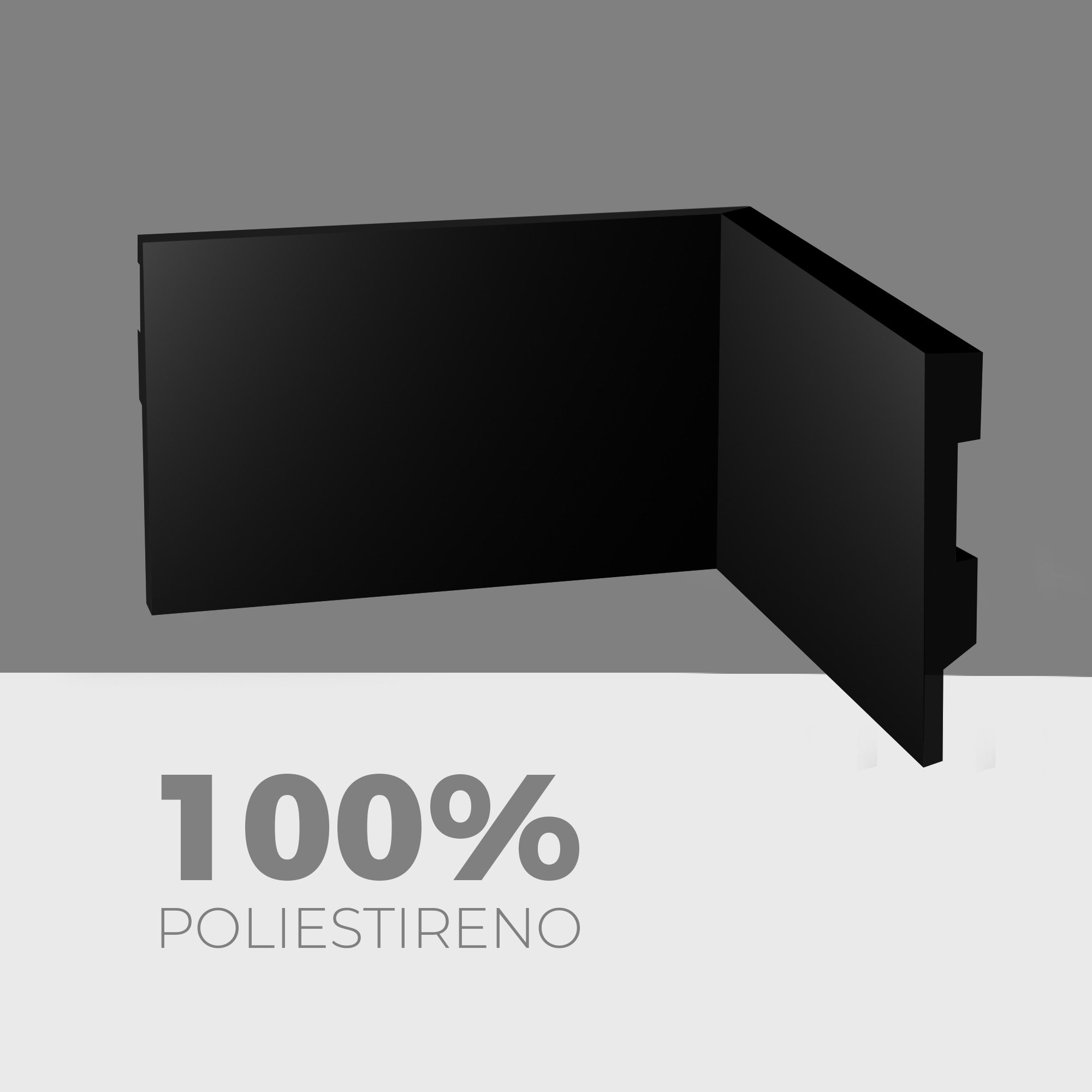 Rodapé Poliestireno 10cm Liso Preto 2m Rm Decor - 4