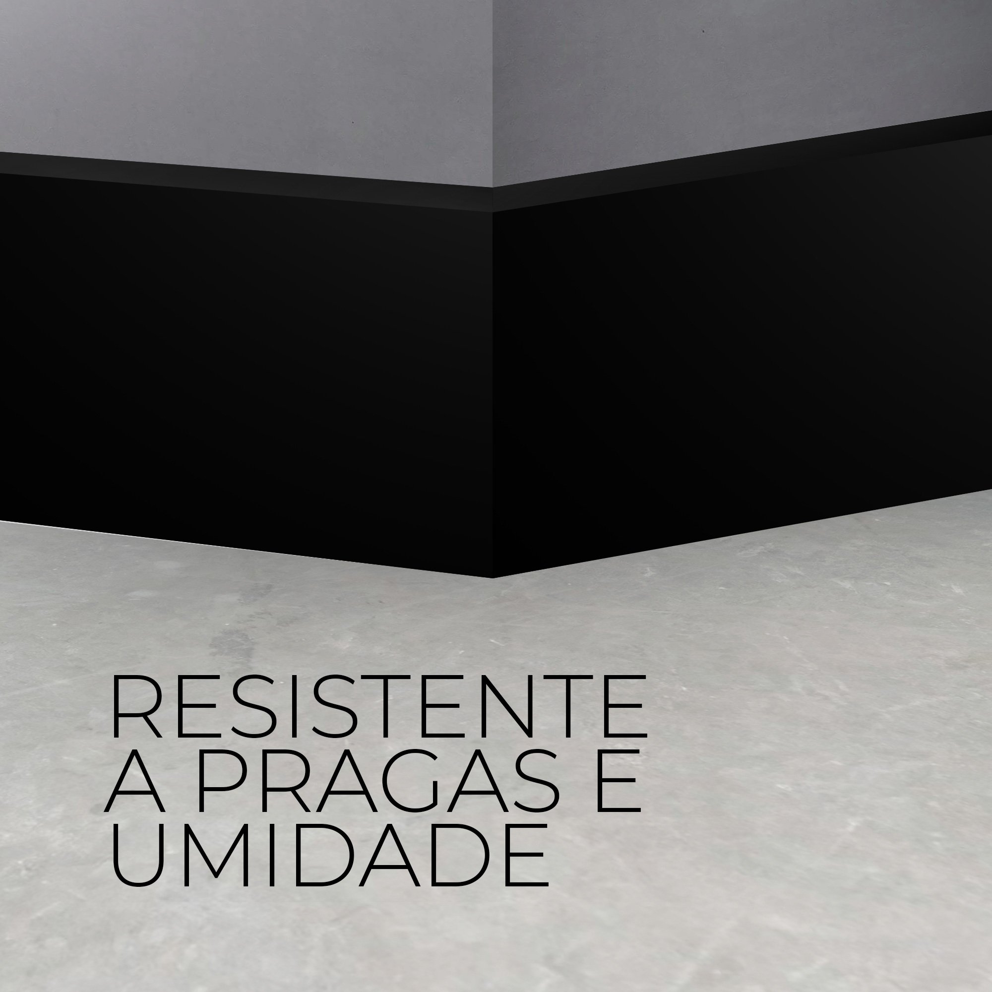 Rodapé Poliestireno 10cm Liso Preto 2m Rm Decor - 2