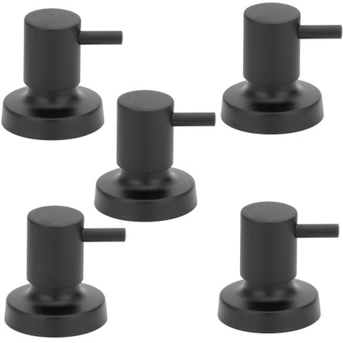 Kit 5 Acabamentos Registro Link Preto/Black ½ ¾ 100% Metal