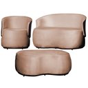 Ver imagem 1 de Kit 1 Poltrona 1 Namoradeira e 1 Puff Grande Design Orgânico Beatriz Veludo Composê Corino Marrom - 