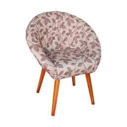 Kit 6 Poltronas Decorativa Canastra Estofada Veludo Floral Marrom Pés Palito em Madeira Maciça - 2