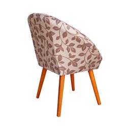Kit 6 Poltronas Decorativa Canastra Estofada Veludo Floral Marrom Pés Palito em Madeira Maciça - 3