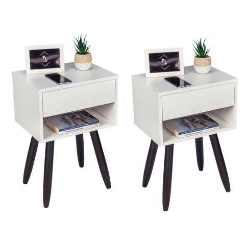 Kit Mesa de Cabeceira Retro 40cm Pé Palito Marrom Escuro Envio Montada