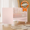 Ver imagem 1 de Berço Infantil com Colchão Doce Sonho 3540 com Rodizios Rosa Qmovi Probel