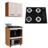 Kit Cozinha Balcão Armário Nature/off White Turim e Cooktop 4 Bocas Chamalux - 1