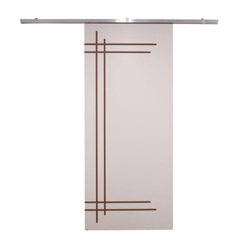 Porta de Correr Branco Prime Frisada Kit Alumínio F05 - 210x100