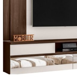 Painel Home Suspenso Tv 75 " Turin Espelho e Luminária Led:marrom Noce /off White Ártico - 6