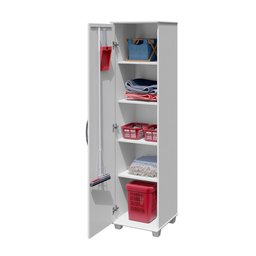 Armário Multiuso 1 Porta 4 Prateleiras Cuiaba Arte Móveis Branco - 2