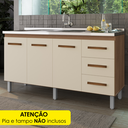 Ver imagem 2 de Balcao para Pia 3p 3g 150 Cm Diana Savana Off White Mobbs