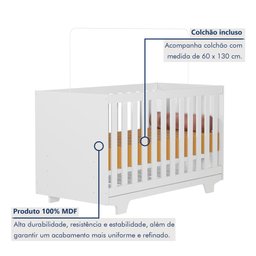 Berço Mini Cama 100% MDF com Colchão Life - 2