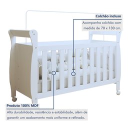 Berço Mini Cama 100% MDF com Colchão Slim - 2