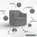 Ver mais imagens de Poltrona Decorativa Mila Confortável para Sala Recepção Manicure Barbearia Consultório Pés Cromado