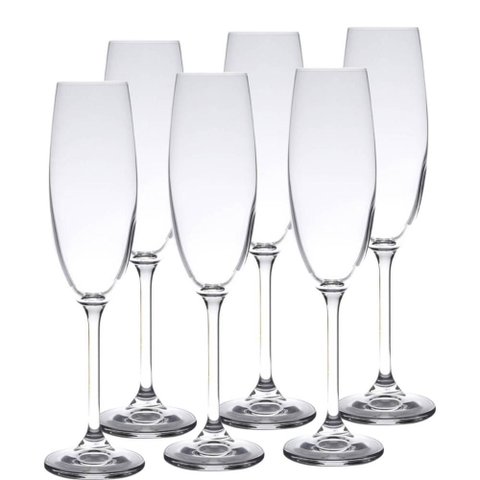 Jogo 6 Taças de Cristal para Champagne Gastro Colibri 220ml Espumante Wolff