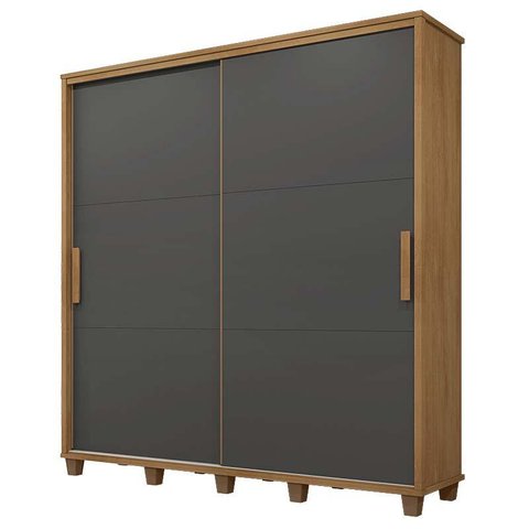 Guarda Roupa Casal 228cm Portas de Correr Monte Carlo RV Móveis Cinamomo/Grafite