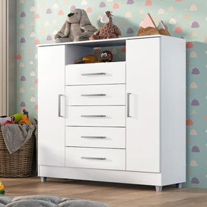 Comoda Infantil Isabele 5 Gav 2 Portas Branco