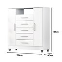 Ver imagem 5 de Comoda Infantil Isabele 5 Gav 2 Portas Branco