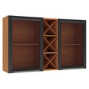 Ver imagem 1 de Armário Aéreo 120 Cm Favorita 2 Portas de Vidro Cinamomo Preto Catedral Fosco - Zanzini