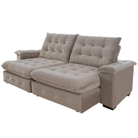 Sofá 3 Lugares Coliseu 2.00m Retrátil e Reclinável Super Pillow - Avelã
