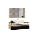 Ver imagem 2 de Conjunto Gabinete Banheiro Ametista 80cm com Tampo de Vidro:freijó/preto/branco/um Furo