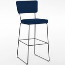 Ver imagem 3 de Kit 03 Banquetas para Cozinha Sala de Jantar Base em Aço Allana L02 Suede Azul Marinho - Lyam Decor