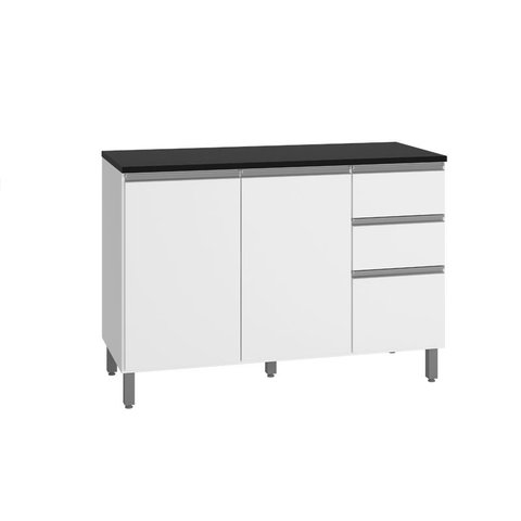 Balcão Flex 3 Portas 2 Gavetas Com Tampo Evidence Branco - Poliman