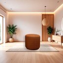Ver imagem 3 de Puff Orgânico Beatriz Boucle Elegante Luxuoso Redondo - 7 Decor Terracota