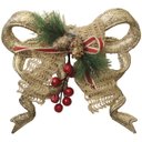 Ver imagem 4 de Kit 8 Enfeite Pendente Laço Natalino Dourado Brilho 18cm