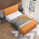 Ver imagem 2 de Kit Cabeceira Cama Box Casal 140cm com Calçadeira Roma W01 Couríssimo Whisky - Lyam