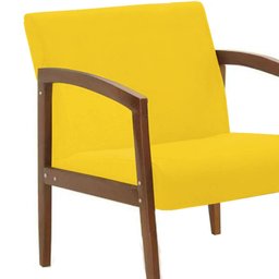 Poltrona Yasmin Suede Amarelo Base Fixa de Madeira - D'Rossi - 2 Poltrona Yasmin Suede Amarelo Base Fixa de Madeira - D'Rossi - 2