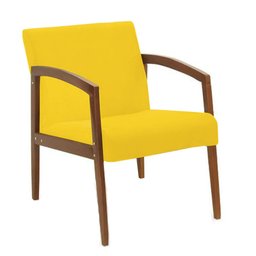 Poltrona Yasmin Suede Amarelo Base Fixa de Madeira - D'Rossi - 1 Poltrona Yasmin Suede Amarelo Base Fixa de Madeira - D'Rossi - 1
