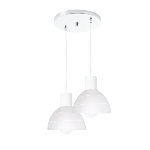 Lustre Pendente 2 Cúpulas Sala, Quarto, Sala de Jantar E- 27 Vidro Branco