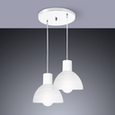 Ver imagem 2 de Lustre Pendente 2 Cúpulas Sala, Quarto, Sala de Jantar E- 27 Vidro Branco