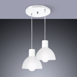 Lustre Pendente 2 Cúpulas Sala, Quarto, Sala de Jantar E- 27 Vidro Branco - 2