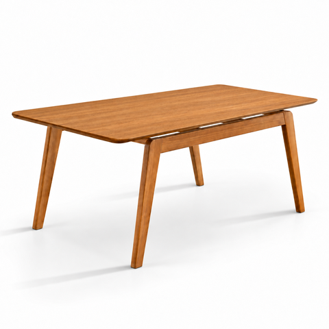 Mesa de Jantar Retangular 120x80cm Pés em Madeira Maciça:Tampo Amadeirado