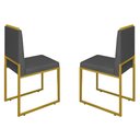Ver imagem 1 de Conjunto Duas Cadeiras Sala Jantar Barcelona Base Dourado:cinza