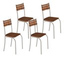 Ver imagem 1 de Kit 4 Cadeiras Atlanta Corino Marrom e Rattan Carvalho Tubo Champanhe