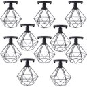 Ver imagem 1 de 10 Lustres Teto Plafon Industrial Aramado Diamante Retrô Luminária Sobrepor Vintage Preto